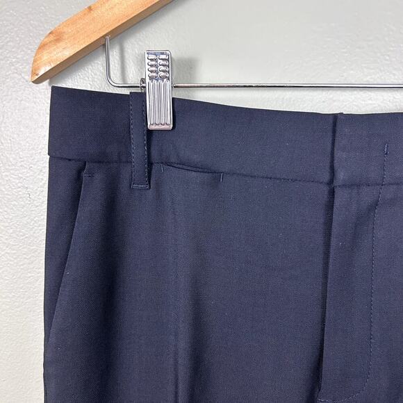 Vince Cuffed Coin Pocket Trousers Navy Blue Wool Straight Leg Work Pants size 4 - Picture 5 of 8